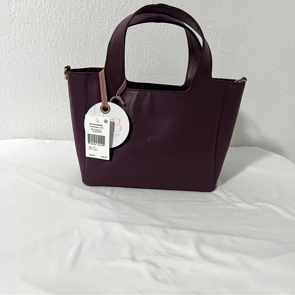 BTB Los Angeles Women’s Yasmin Small Tote Flower Details Flat Bottom Leather NWT